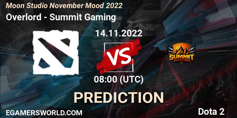 Overlord - Summit Gaming: Maç tahminleri. 14.11.2022 at 08:37, Dota 2, Moon Studio November Mood 2022