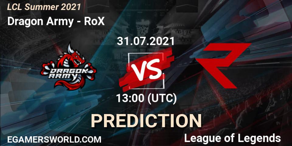 Dragon Army - RoX: Maç tahminleri. 31.07.2021 at 13:00, LoL, LCL Summer 2021