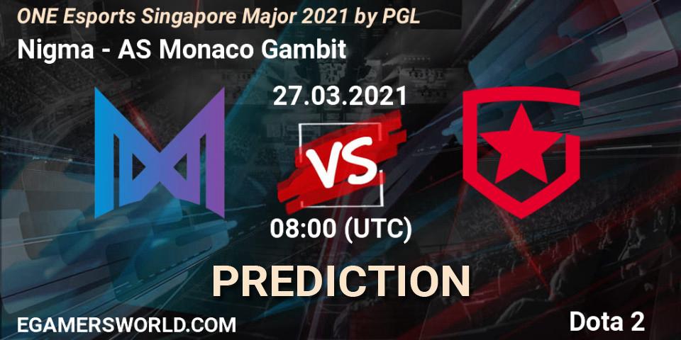 Nigma - AS Monaco Gambit: Maç tahminleri. 27.03.2021 at 09:10, Dota 2, ONE Esports Singapore Major 2021
