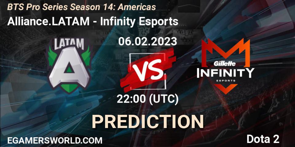 Alliance.LATAM - Infinity Esports: Maç tahminleri. 07.02.23, Dota 2, BTS Pro Series Season 14: Americas