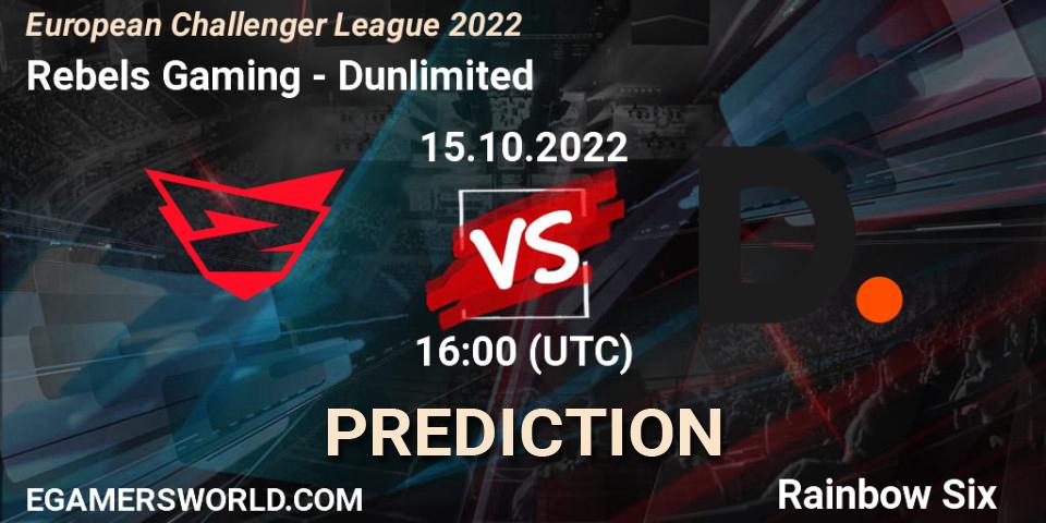 Rebels Gaming - Dunlimited: Maç tahminleri. 15.10.2022 at 16:00, Rainbow Six, European Challenger League 2022