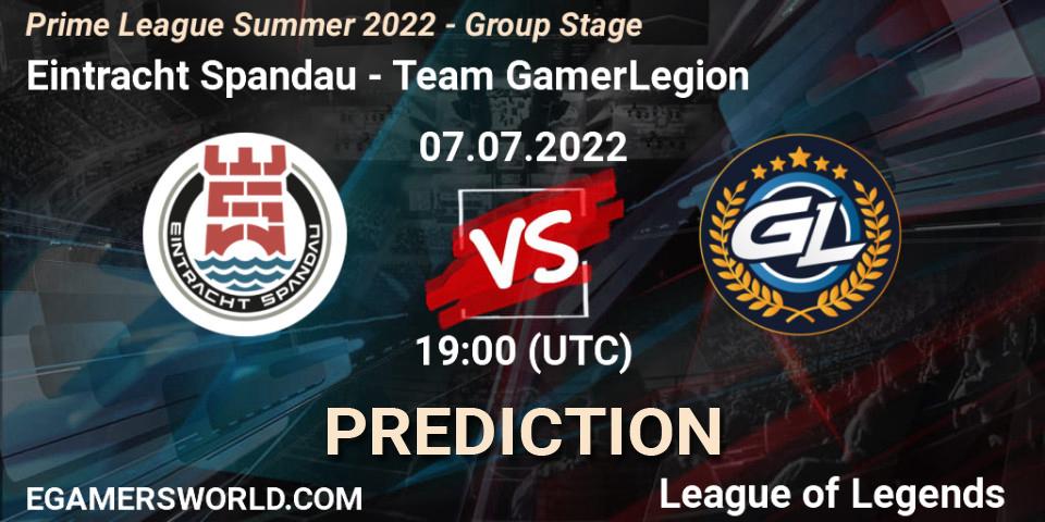 Eintracht Spandau - Team GamerLegion: Maç tahminleri. 07.07.2022 at 19:00, LoL, Prime League Summer 2022 - Group Stage