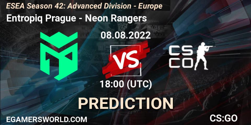 Entropiq Prague - Neon Rangers: Maç tahminleri. 13.09.2022 at 14:00, Counter-Strike (CS2), ESEA Season 42: Advanced Division - Europe