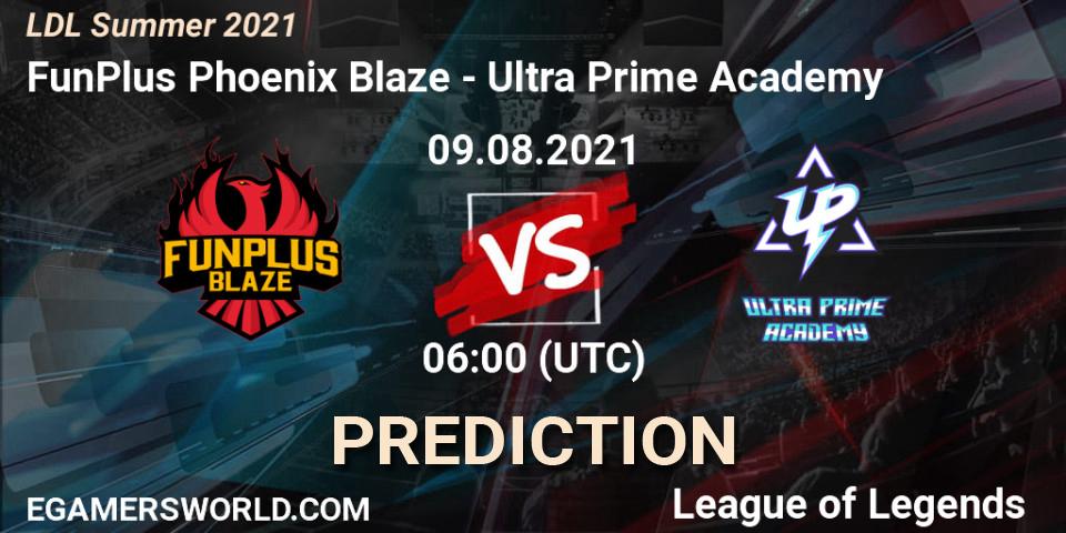 FunPlus Phoenix Blaze - Ultra Prime Academy: Maç tahminleri. 09.08.2021 at 07:00, LoL, LDL Summer 2021