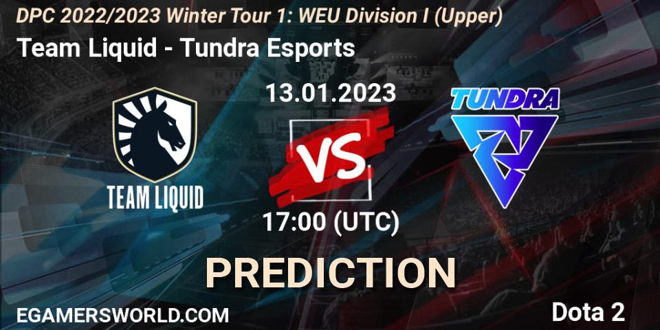 Team Liquid - Tundra Esports: Maç tahminleri. 13.01.2023 at 16:55, Dota 2, DPC 2022/2023 Winter Tour 1: WEU Division I (Upper)