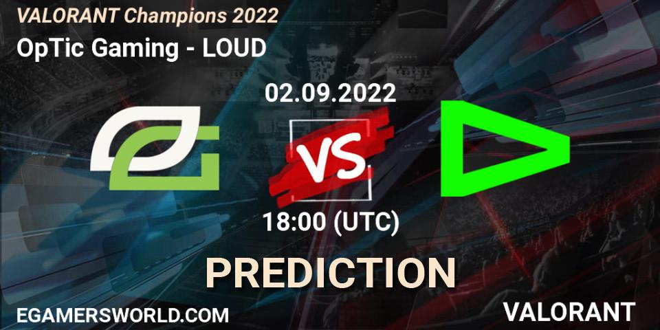 OpTic Gaming - LOUD: Maç tahminleri. 02.09.2022 at 19:10, VALORANT, VALORANT Champions 2022