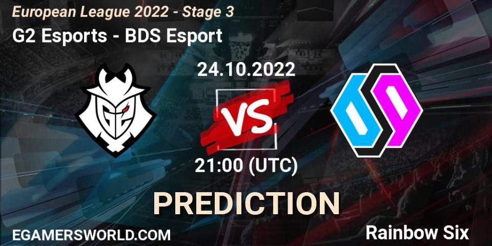 G2 Esports - BDS Esport: Maç tahminleri. 24.10.22, Rainbow Six, European League 2022 - Stage 3