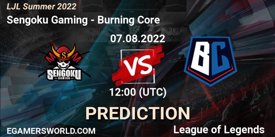Sengoku Gaming - Burning Core: Maç tahminleri. 07.08.2022 at 12:00, LoL, LJL Summer 2022