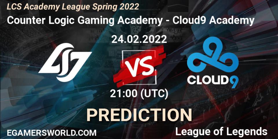 Counter Logic Gaming Academy - Cloud9 Academy: Maç tahminleri. 24.02.22, LoL, LCS Academy League Spring 2022