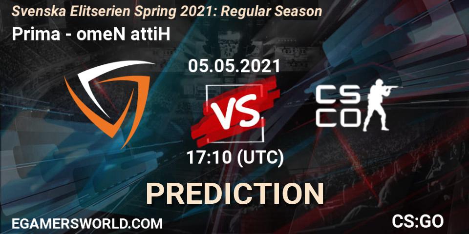 Prima - omeN attiH: Maç tahminleri. 06.05.2021 at 17:10, Counter-Strike (CS2), Svenska Elitserien Spring 2021: Regular Season