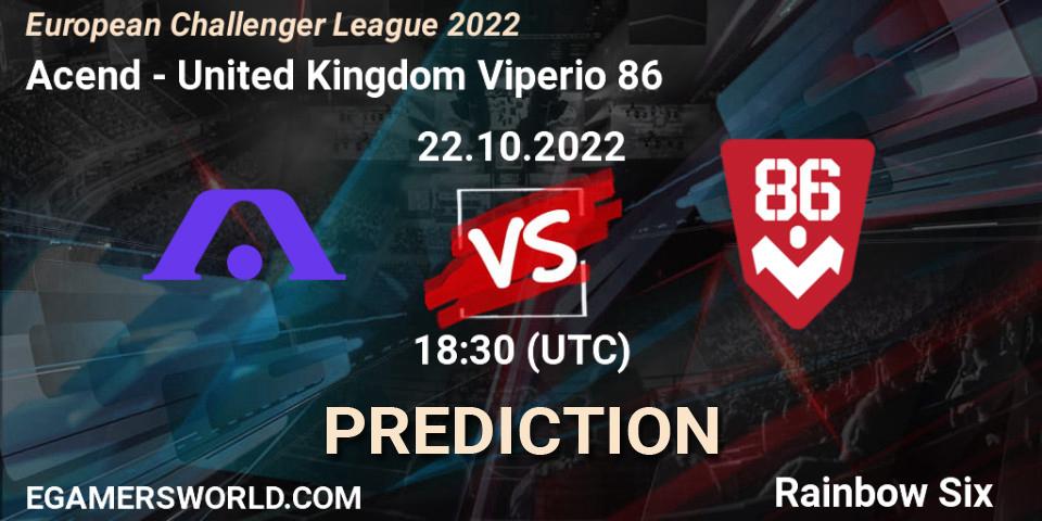 Acend - United Kingdom Viperio 86: Maç tahminleri. 22.10.2022 at 18:30, Rainbow Six, European Challenger League 2022