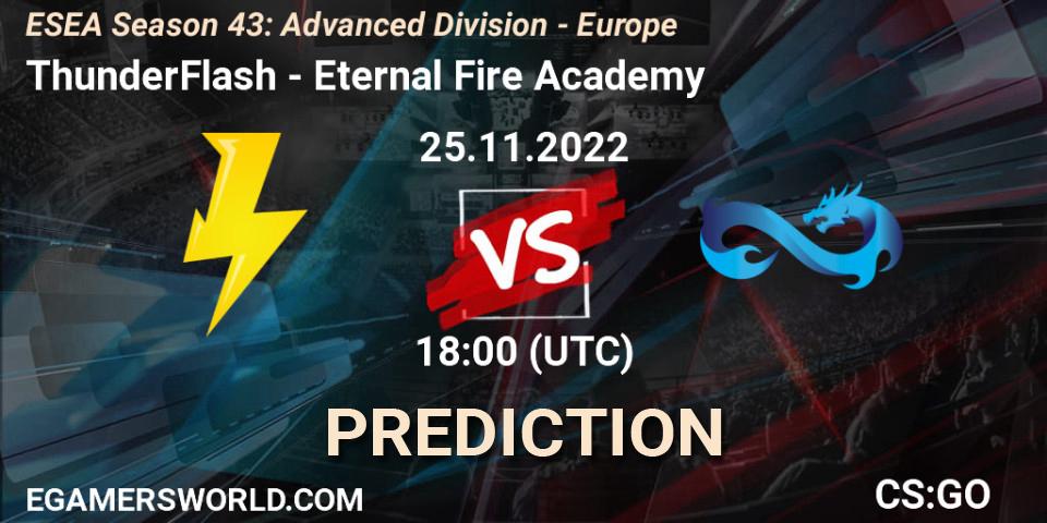 ThunderFlash - Eternal Fire Academy: Maç tahminleri. 25.11.2022 at 18:00, Counter-Strike (CS2), ESEA Season 43: Advanced Division - Europe