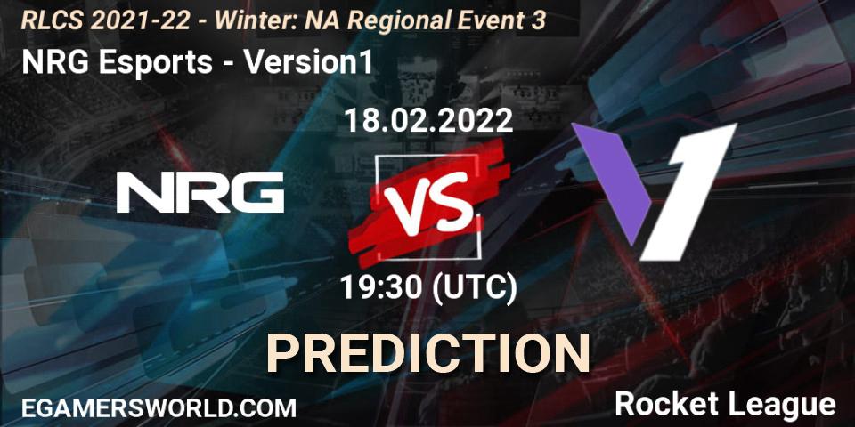 NRG Esports - Version1: Maç tahminleri. 18.02.2022 at 19:30, Rocket League, RLCS 2021-22 - Winter: NA Regional Event 3
