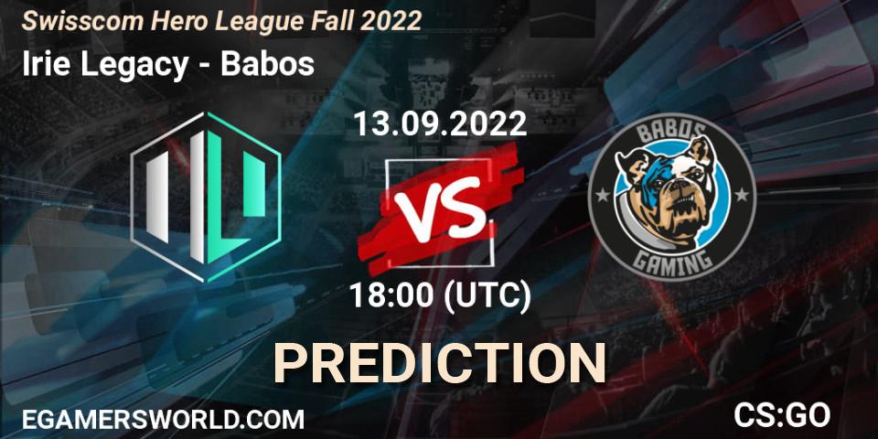 Irie Legacy - Babos: Maç tahminleri. 13.09.2022 at 18:00, Counter-Strike (CS2), Swisscom Hero League Fall 2022