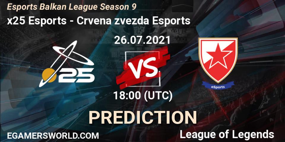 x25 Esports - Crvena zvezda Esports: Maç tahminleri. 26.07.2021 at 18:00, LoL, Esports Balkan League Season 9