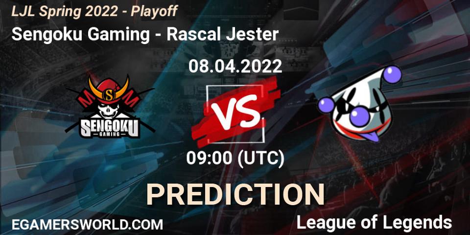 Sengoku Gaming - Rascal Jester: Maç tahminleri. 08.04.2022 at 09:00, LoL, LJL Spring 2022 - Playoff 