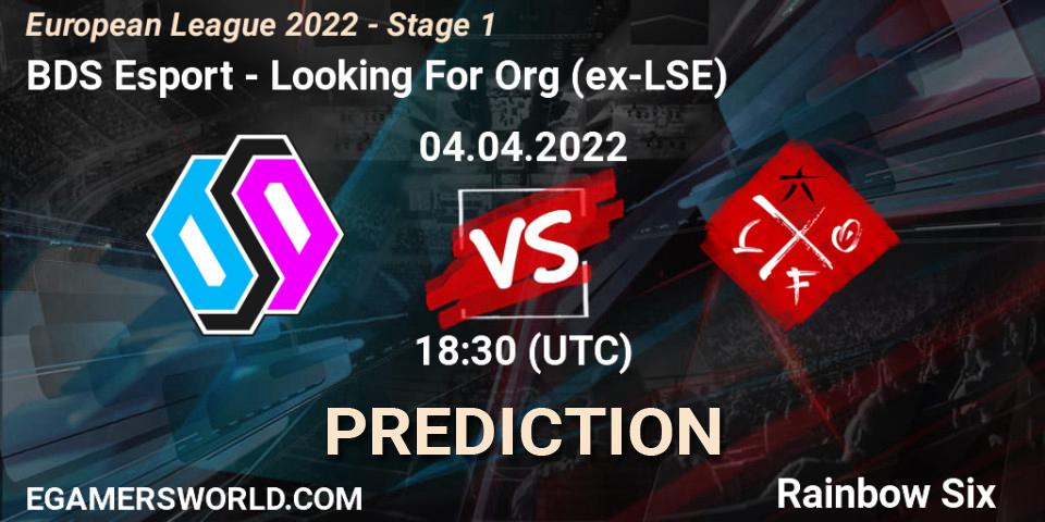 BDS Esport - Looking For Org (ex-LSE): Maç tahminleri. 04.04.22, Rainbow Six, European League 2022 - Stage 1