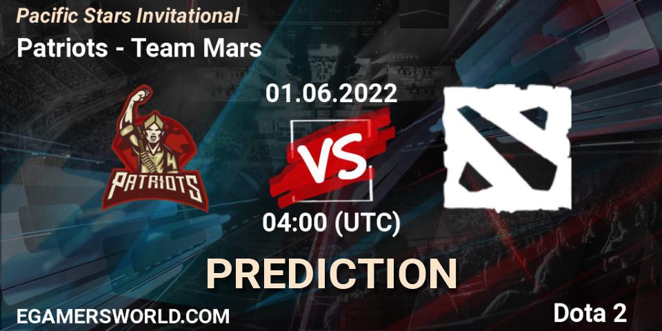 Patriots - Team Mars: Maç tahminleri. 01.06.2022 at 04:04, Dota 2, Pacific Stars Invitational