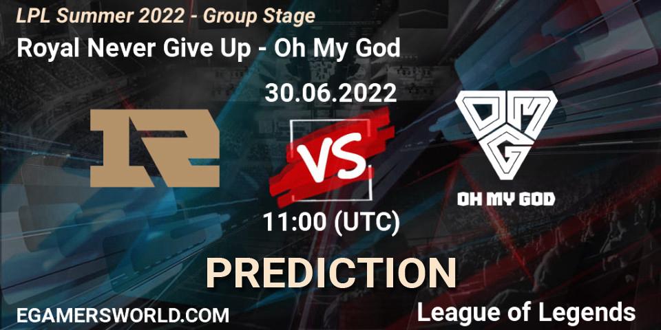 Royal Never Give Up - Oh My God: Maç tahminleri. 30.06.2022 at 11:40, LoL, LPL Summer 2022 - Group Stage