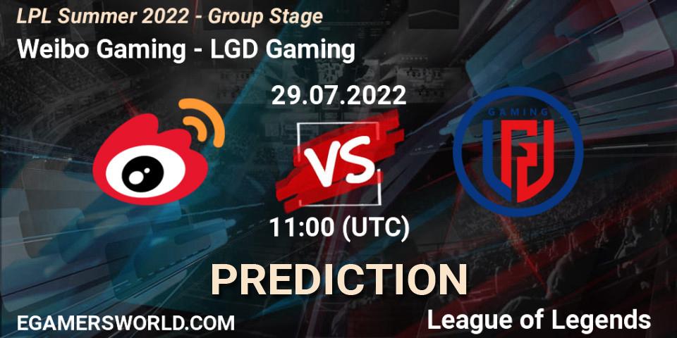 Weibo Gaming - LGD Gaming: Maç tahminleri. 29.07.2022 at 11:00, LoL, LPL Summer 2022 - Group Stage