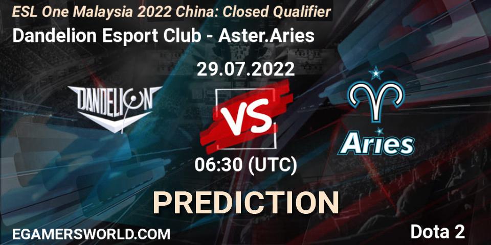 Dandelion Esport Club - Aster.Aries: Maç tahminleri. 29.07.2022 at 06:32, Dota 2, ESL One Malaysia 2022 China: Closed Qualifier