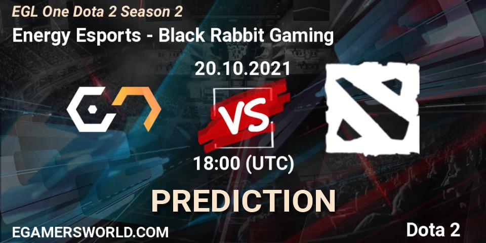 Energy Esports - Black Rabbit Gaming: Maç tahminleri. 20.10.2021 at 18:01, Dota 2, EGL One Dota 2 Season 2