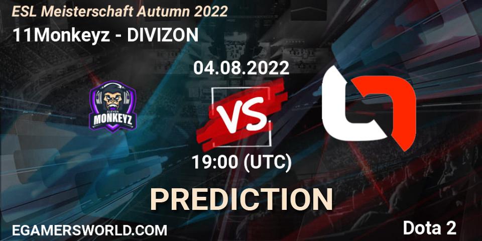 11Monkeyz - DIVIZON: Maç tahminleri. 04.08.2022 at 19:25, Dota 2, ESL Meisterschaft Autumn 2022