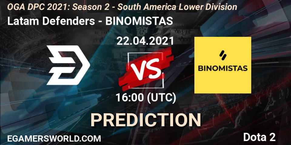 Latam Defenders - BINOMISTAS: Maç tahminleri. 22.04.2021 at 16:00, Dota 2, OGA DPC 2021: Season 2 - South America Lower Division 