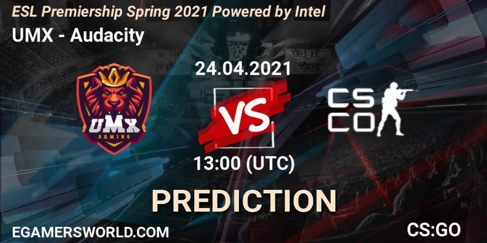 UMX - Audacity eSports: Maç tahminleri. 24.04.2021 at 13:00, Counter-Strike (CS2), ESL Premiership: Spring 2021