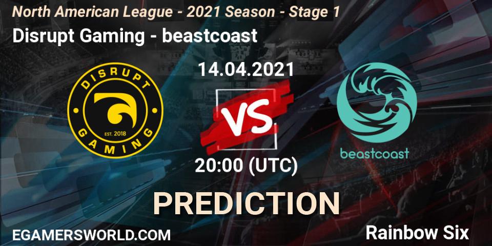 Disrupt Gaming - beastcoast: Maç tahminleri. 14.04.2021 at 20:00, Rainbow Six, North American League - 2021 Season - Stage 1