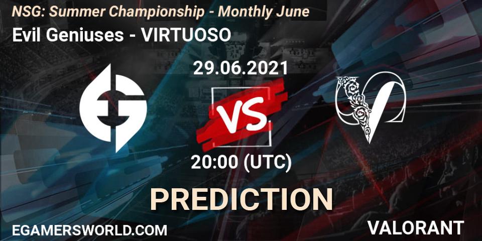 Evil Geniuses - VIRTUOSO: Maç tahminleri. 29.06.2021 at 21:00, VALORANT, NSG: Summer Championship - Monthly June