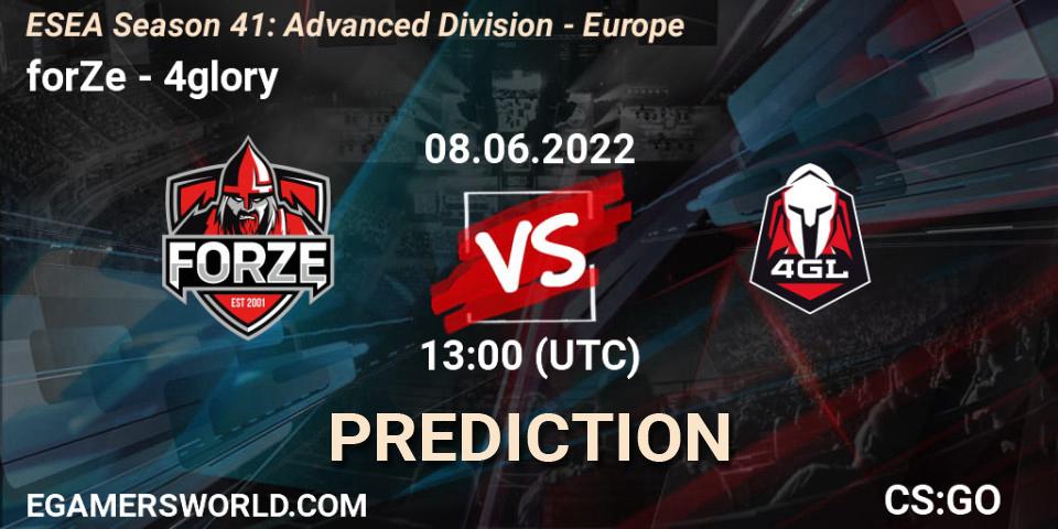forZe - 4glory: Maç tahminleri. 08.06.2022 at 13:00, Counter-Strike (CS2), ESEA Season 41: Advanced Division - Europe