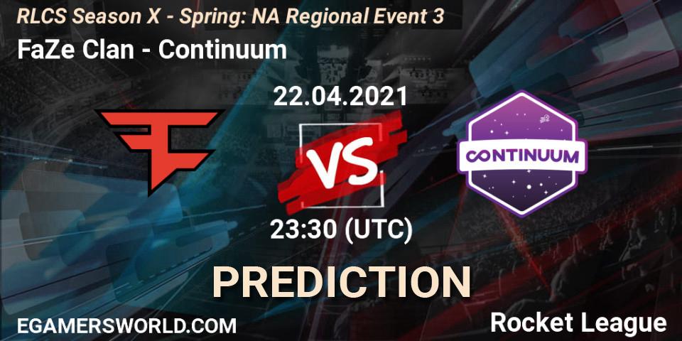 FaZe Clan - Continuum: Maç tahminleri. 22.04.2021 at 23:30, Rocket League, RLCS Season X - Spring: NA Regional Event 3