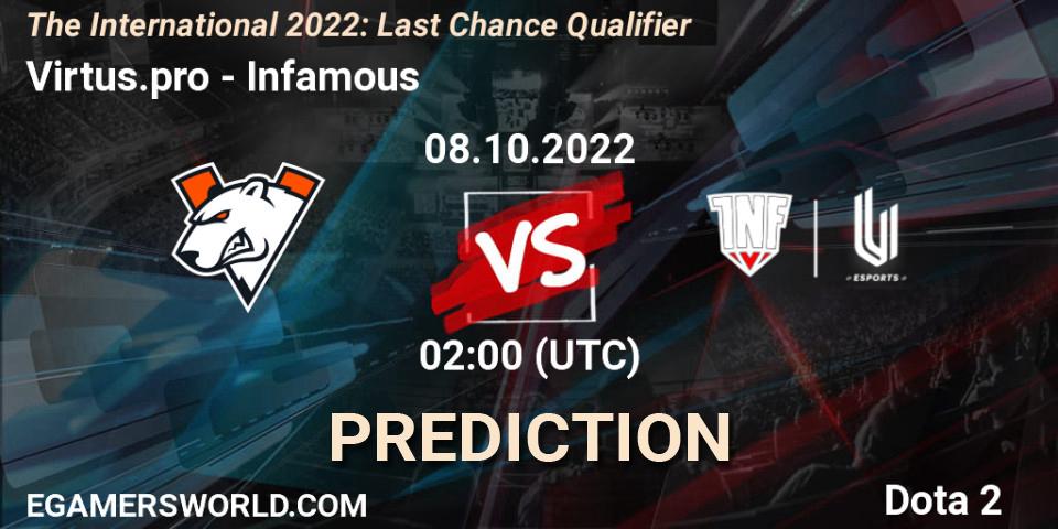 Virtus.pro - Infamous: Maç tahminleri. 08.10.22, Dota 2, The International 2022: Last Chance Qualifier