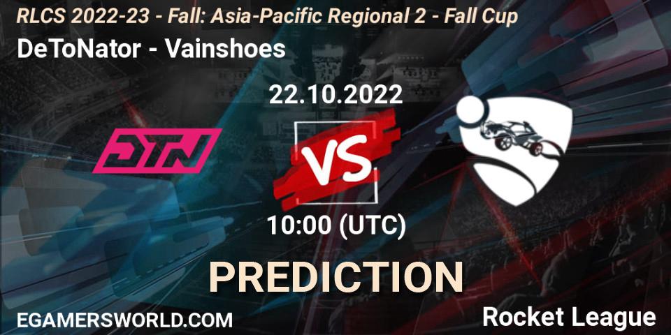 DeToNator - Vainshoes: Maç tahminleri. 22.10.2022 at 10:00, Rocket League, RLCS 2022-23 - Fall: Asia-Pacific Regional 2 - Fall Cup