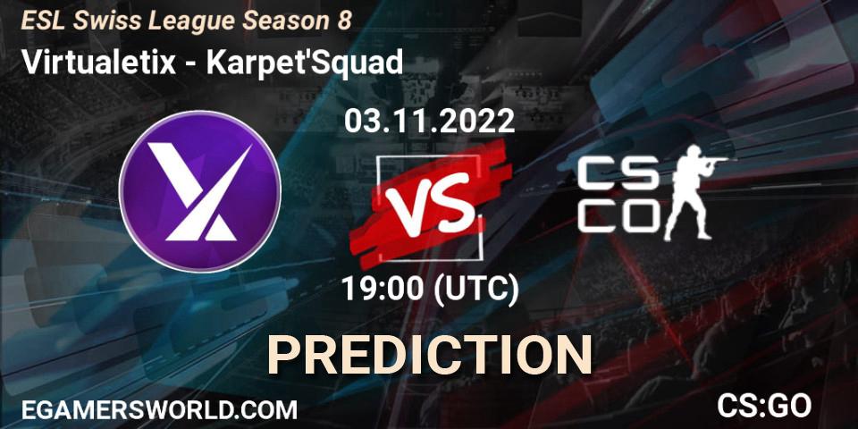 Virtualetix - Karpet'Squad: Maç tahminleri. 03.11.2022 at 19:00, Counter-Strike (CS2), ESL Swiss League Season 8
