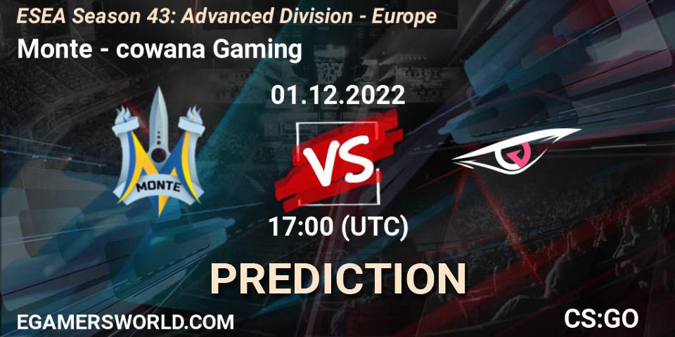 Monte - cowana Gaming: Maç tahminleri. 01.12.22, CS2 (CS:GO), ESEA Season 43: Advanced Division - Europe