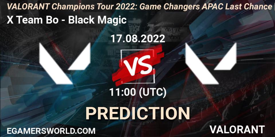 X Team Bo - Black Magic: Maç tahminleri. 17.08.2022 at 11:00, VALORANT, VCT 2022: Game Changers APAC Last Chance Qualifier