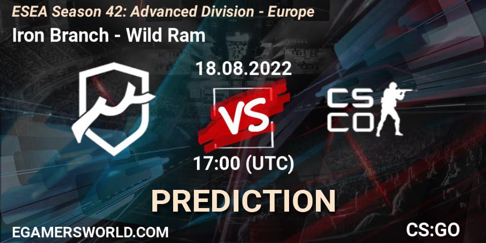 Iron Branch - Wild Ram: Maç tahminleri. 18.08.2022 at 17:00, Counter-Strike (CS2), ESEA Season 42: Advanced Division - Europe