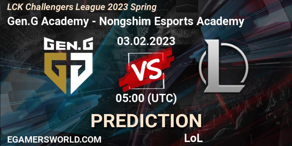 Gen.G Academy - Nongshim Esports Academy: Maç tahminleri. 03.02.2023 at 05:00, LoL, LCK Challengers League 2023 Spring
