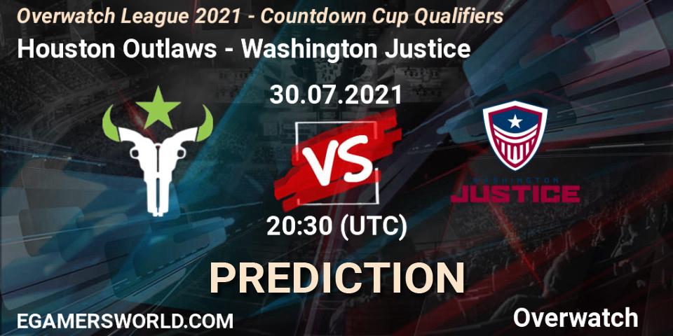 Houston Outlaws - Washington Justice: Maç tahminleri. 30.07.2021 at 20:30, Overwatch, Overwatch League 2021 - Countdown Cup Qualifiers