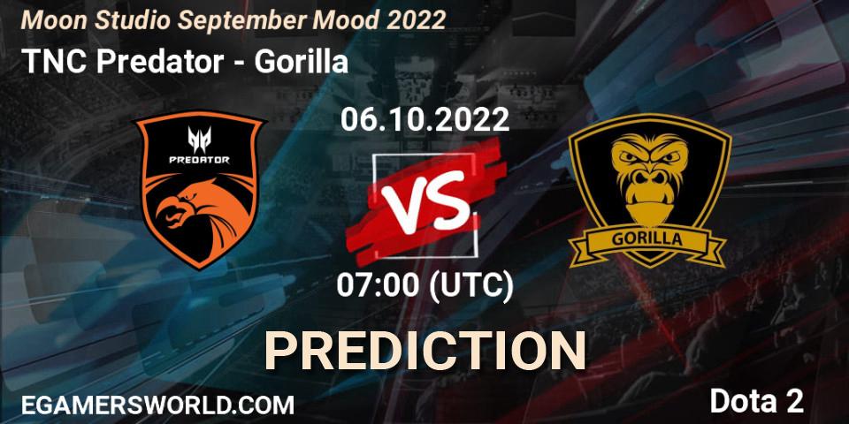 TNC Predator - Gorilla: Maç tahminleri. 06.10.22, Dota 2, Moon Studio September Mood 2022