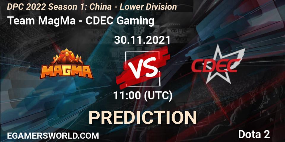 Team MagMa - CDEC Gaming: Maç tahminleri. 30.11.2021 at 11:45, Dota 2, DPC 2022 Season 1: China - Lower Division