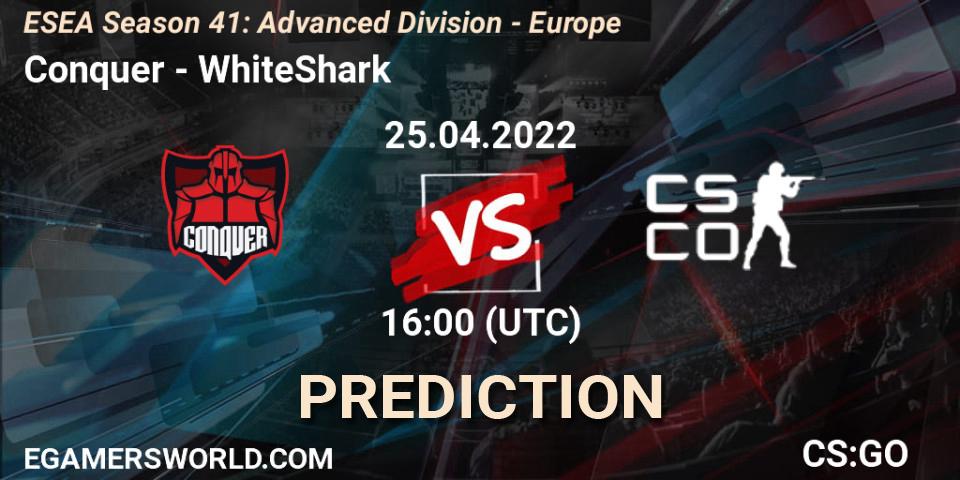 Conquer - WhiteShark: Maç tahminleri. 25.04.2022 at 16:00, Counter-Strike (CS2), ESEA Season 41: Advanced Division - Europe