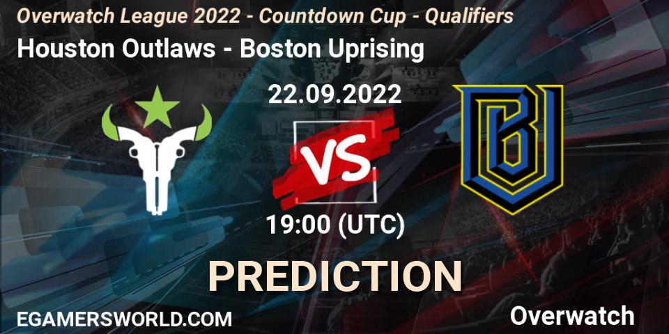 Houston Outlaws - Boston Uprising: Maç tahminleri. 22.09.22, Overwatch, Overwatch League 2022 - Countdown Cup - Qualifiers