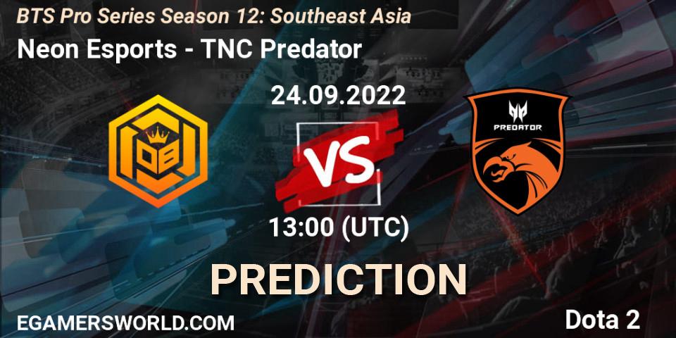 Neon Esports - TNC Predator: Maç tahminleri. 24.09.22, Dota 2, BTS Pro Series Season 12: Southeast Asia