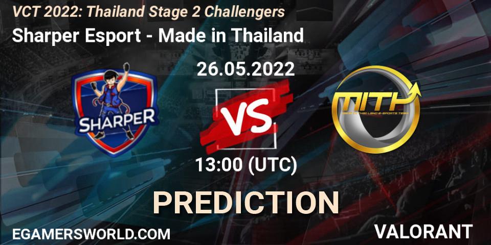 Sharper Esport - Made in Thailand: Maç tahminleri. 26.05.2022 at 13:00, VALORANT, VCT 2022: Thailand Stage 2 Challengers