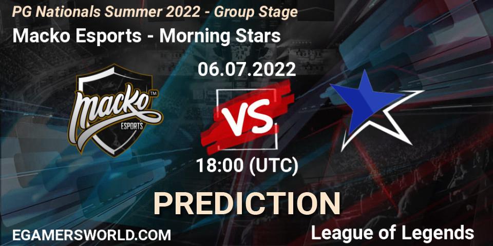 Macko Esports - Morning Stars: Maç tahminleri. 06.07.2022 at 18:00, LoL, PG Nationals Summer 2022 - Group Stage