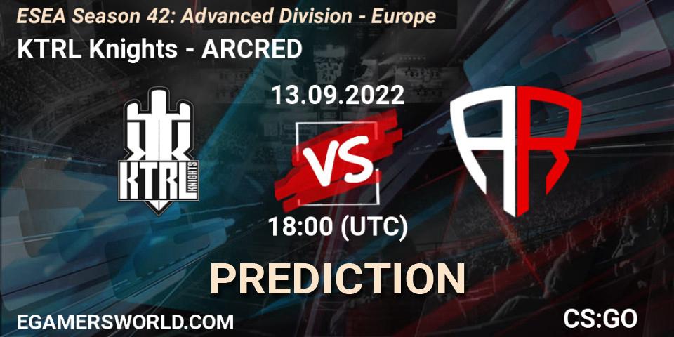 KTRL Knights - ARCRED: Maç tahminleri. 13.09.2022 at 18:00, Counter-Strike (CS2), ESEA Season 42: Advanced Division - Europe
