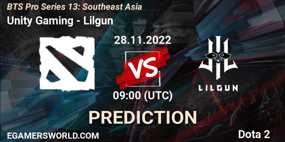 Unity Gaming - Lilgun: Maç tahminleri. 28.11.22, Dota 2, BTS Pro Series 13: Southeast Asia